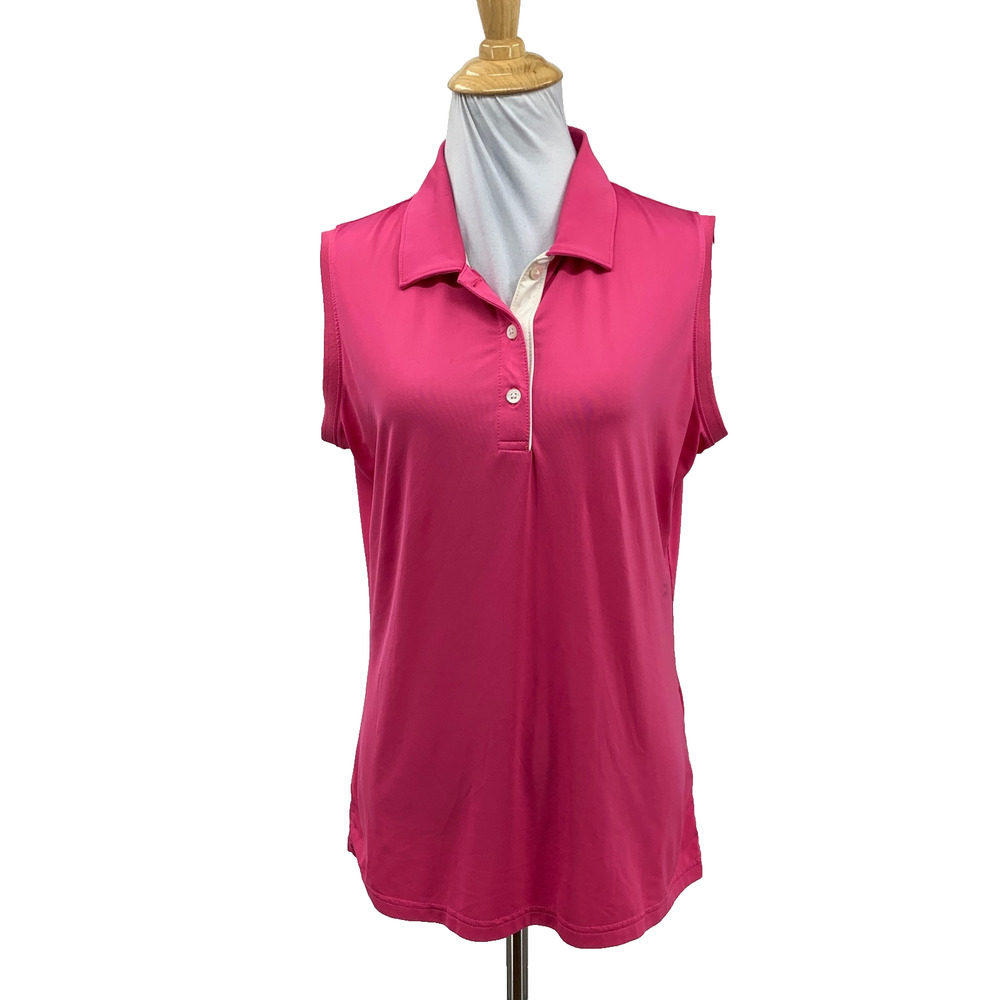 FootJoy Shirt Womens M Medium Bright Pink ProDry Interlock Sleeveless Golf Polo
